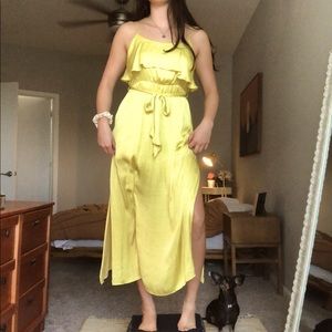Satin Yellow Maxi Dress